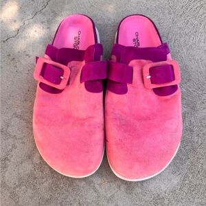CHARLOTTE STONE Porter In Flamingo Pink Clog Shoes Slip On Size 9